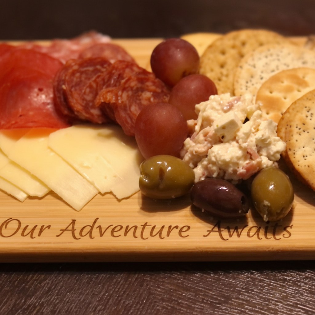 Custom Engraved Cutting Board Gift Set