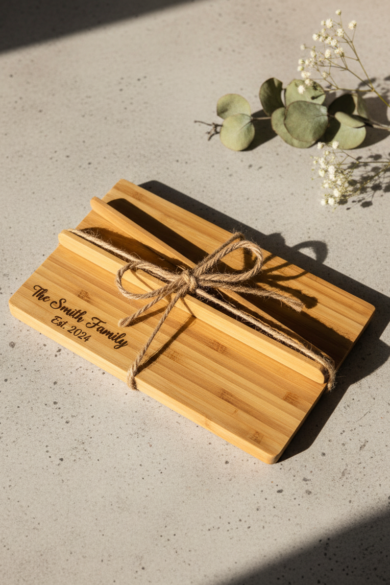 Custom Engraved Cutting Board Gift Set