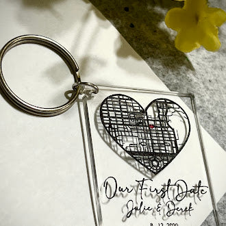 Custom “Our First Date” Map Keychain